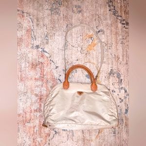 Jump Brand Tan Nylon Carry On ZIP up tote Bag with Tan leather straps